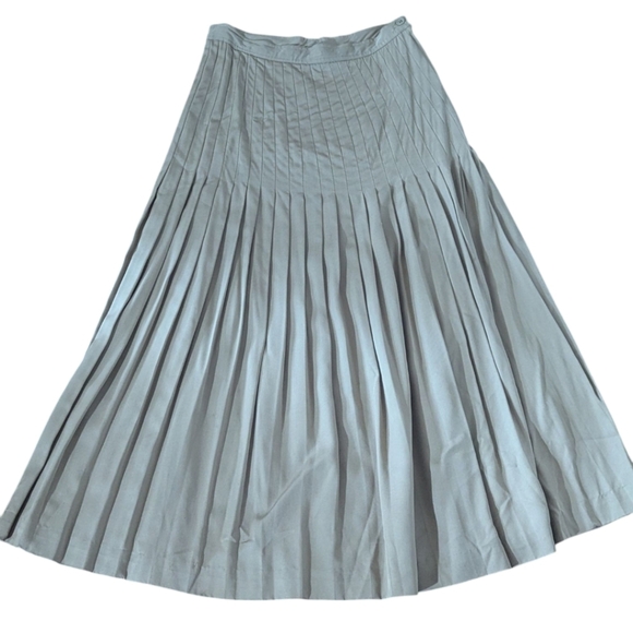 Vtg  70s Tan Pleated Flowy Long Old Money Midi Skirt W28 Medium - Picture 5 of 9